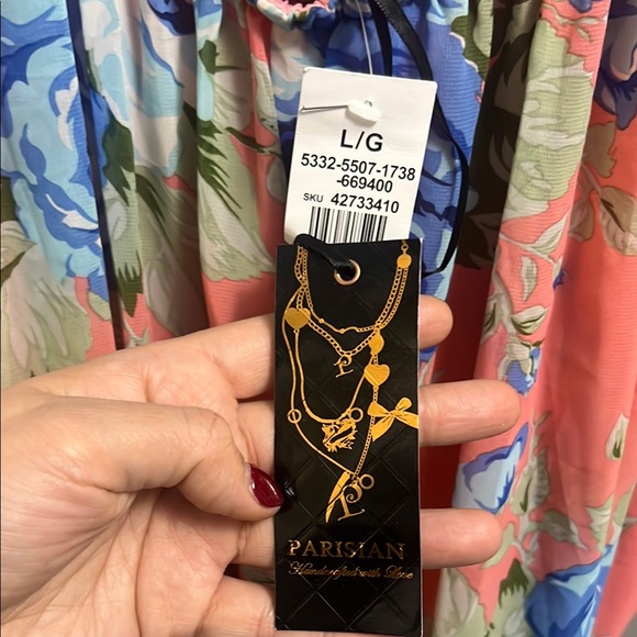 Floral High-Low Dress with Beaded Waist - Picture 3 of 3